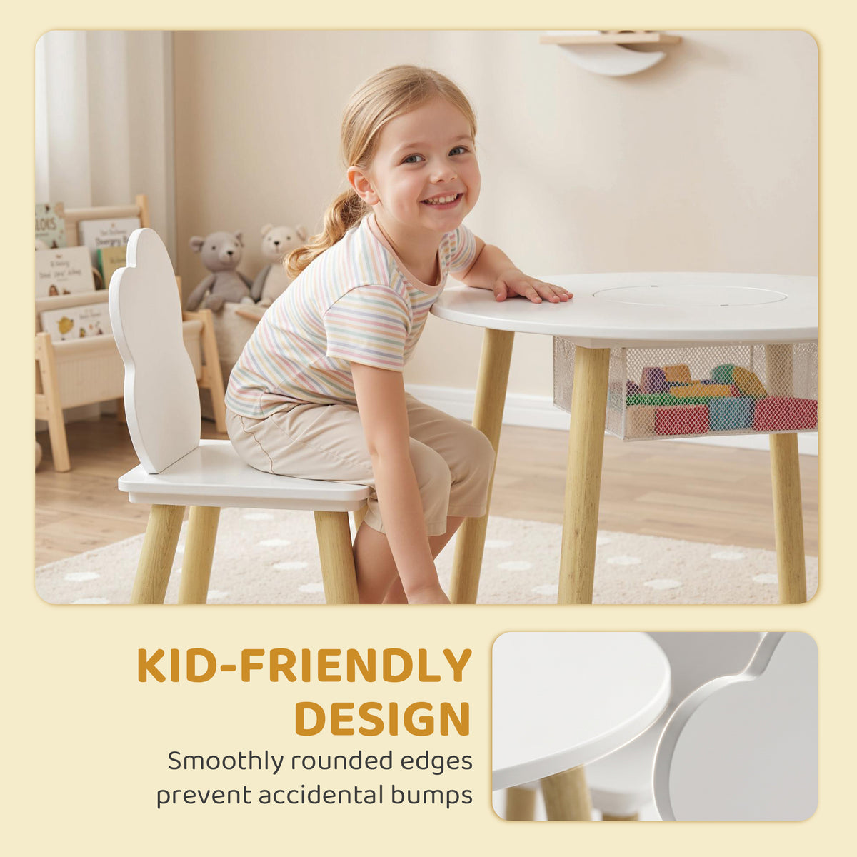 Ensemble table et chaises pour enfants nuage — Lot de 3