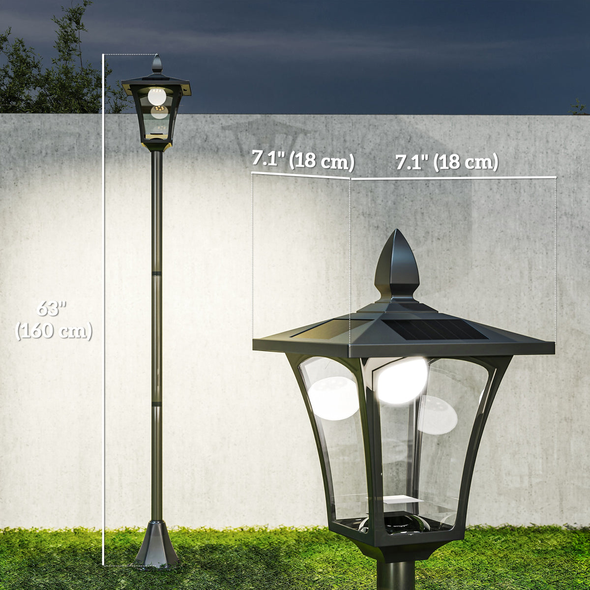 Lampadaire solaire de jardin 160 cm
