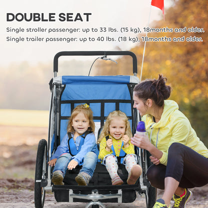 Remorque vélo enfants 2-en-1 avec poussette pliable