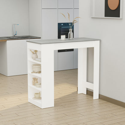 Table haute de bar avec 4 étagères de rangement