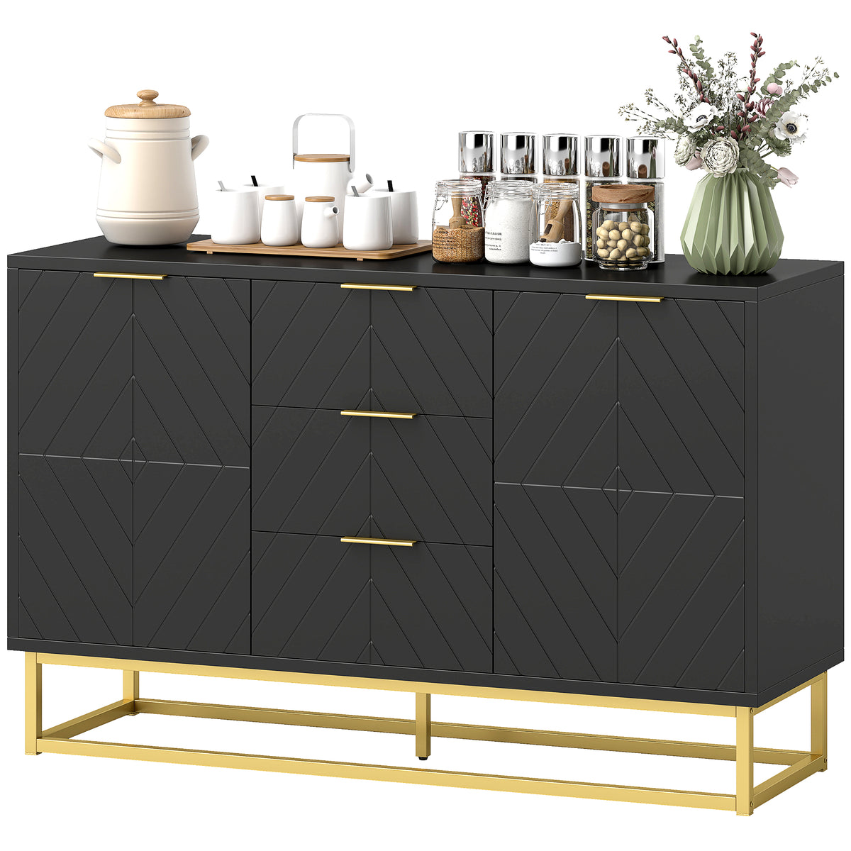 Meuble de rangement 120 cm avec portes et tiroirs