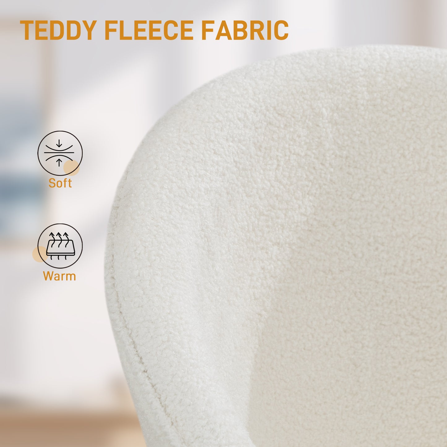 Chaise de bureau en teddy fleece pivotante réglable