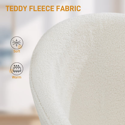 Chaise de bureau en teddy fleece pivotante réglable