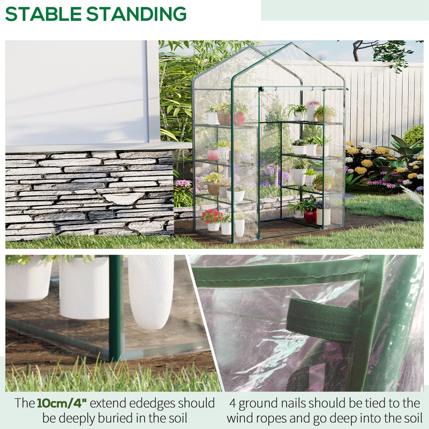 4-Tier Portable Greenhouse 143x73x195cm Garden Plants