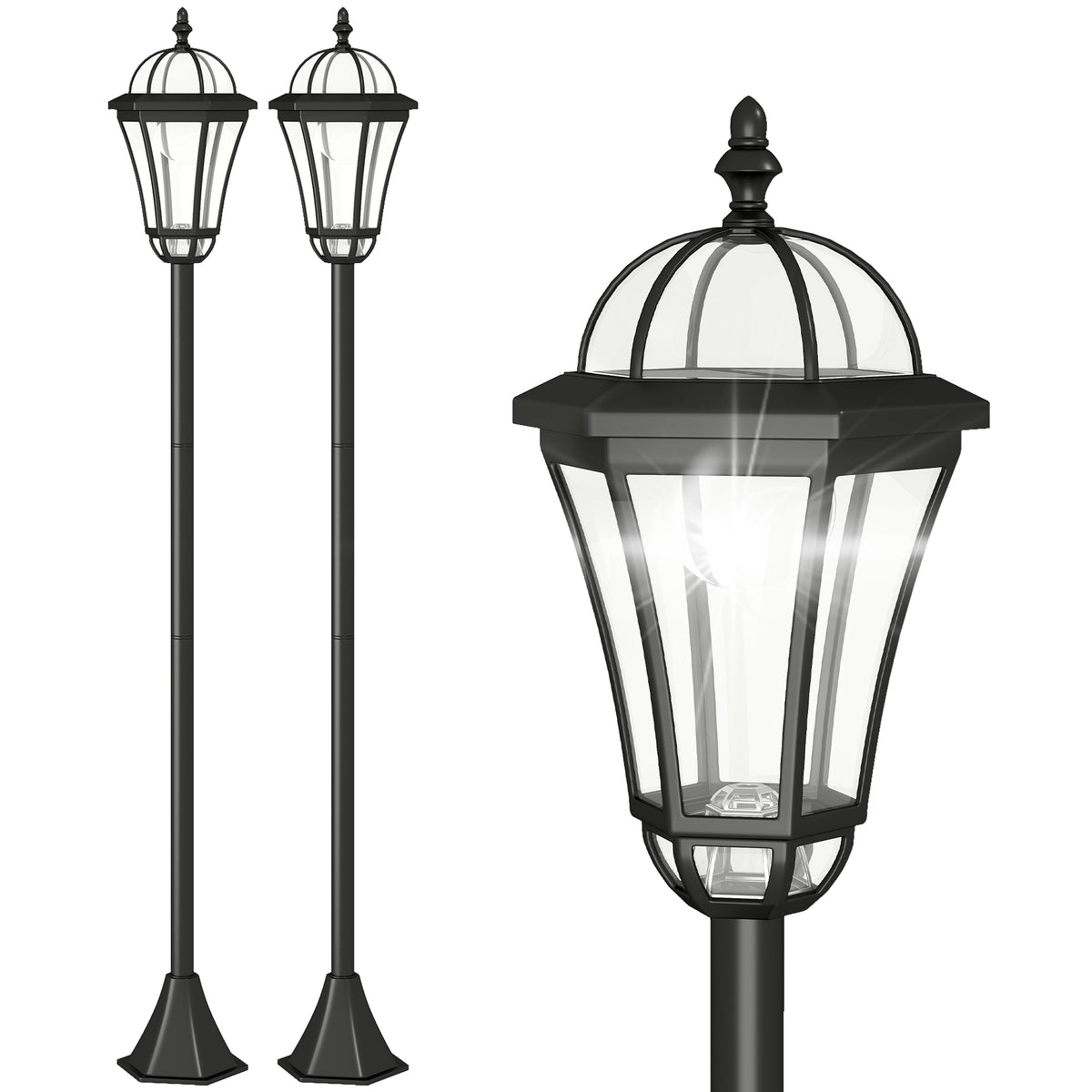 Lampadaires solaires LED de jardin, ensemble de 2