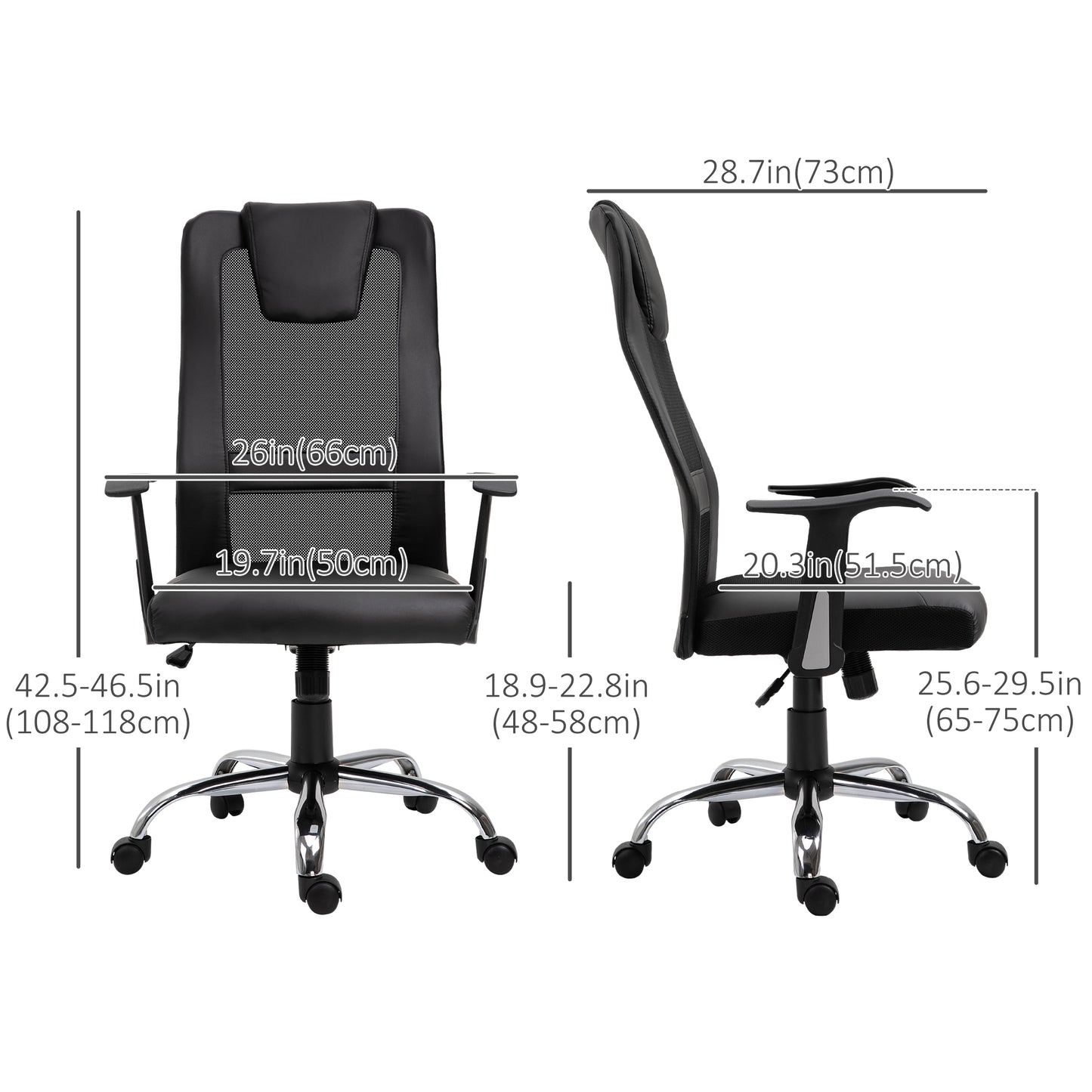 Chaise de bureau ergonomique dossier haut en maille