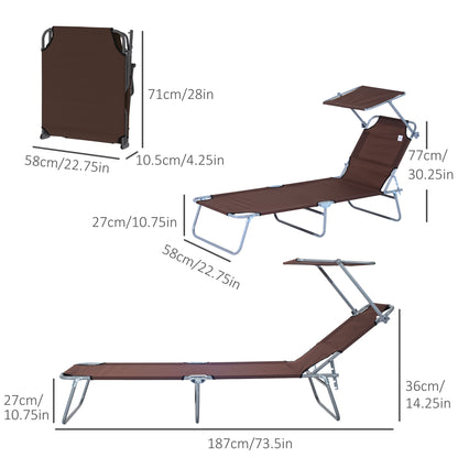 Chaise longue pliante avec auvent réglable
