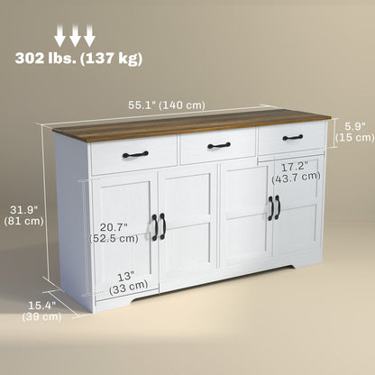 Buffet bahut moderne avec tiroirs et étagères ajustables