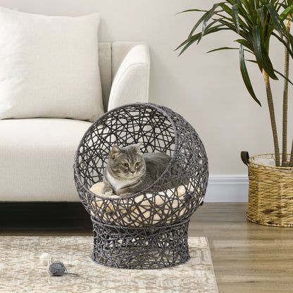 Lit pour chat en corde tissée avec coussin et support