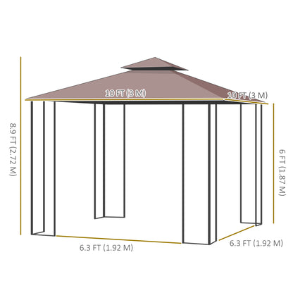 Gazebo de patio toit double 3x3 m acier