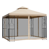 Gazebo de patio double toit avec moustiquaire 3x3m