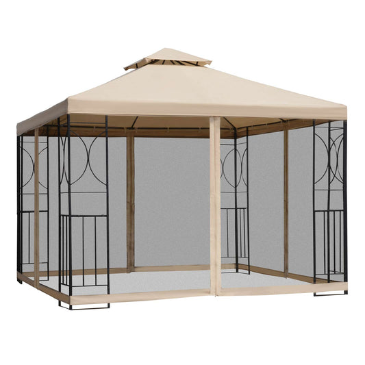 Gazebo de patio double toit avec moustiquaire 3x3m