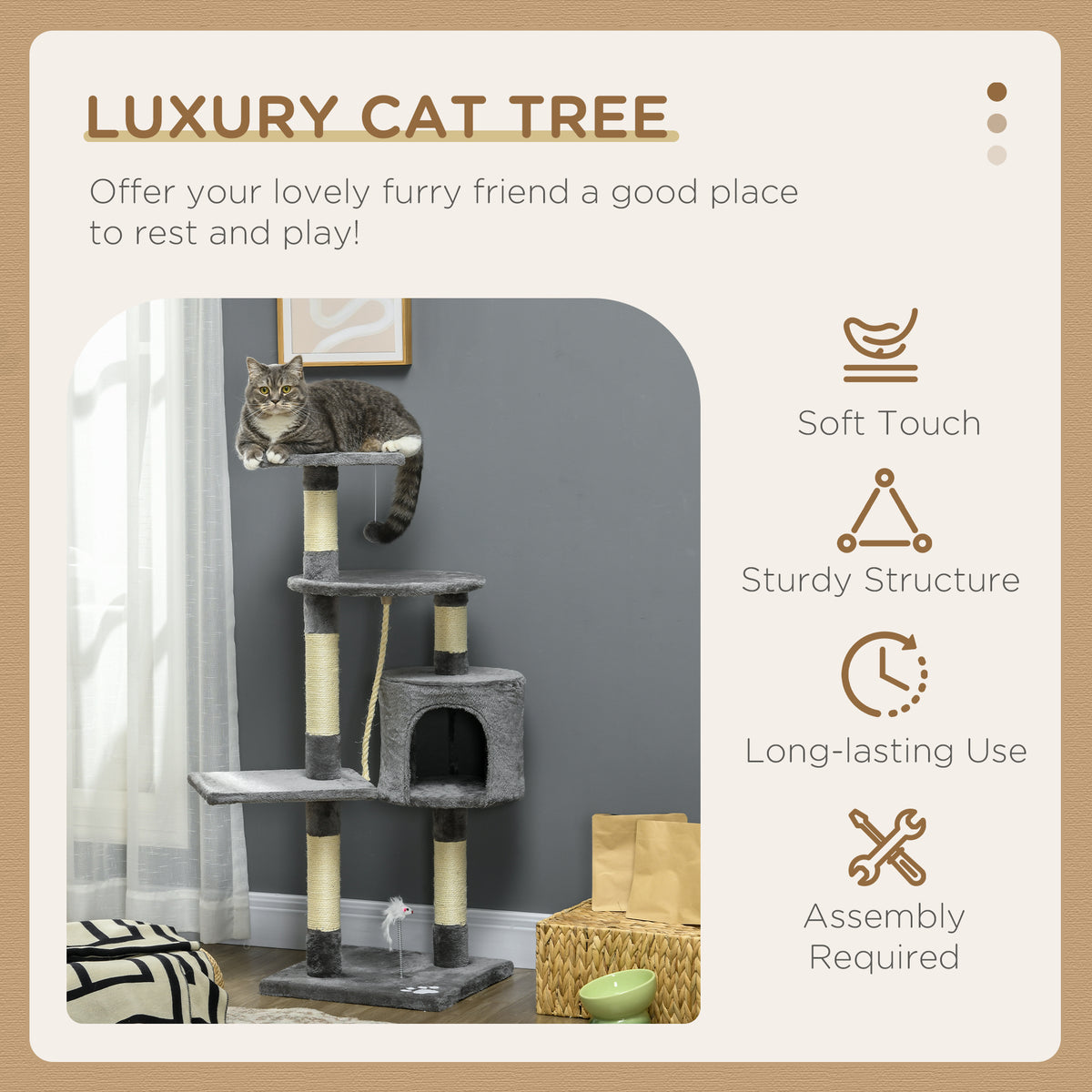 Arbre à chat multiétage avec griffoirs en sisal