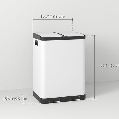 Poubelle de cuisine double à pédale 60 L