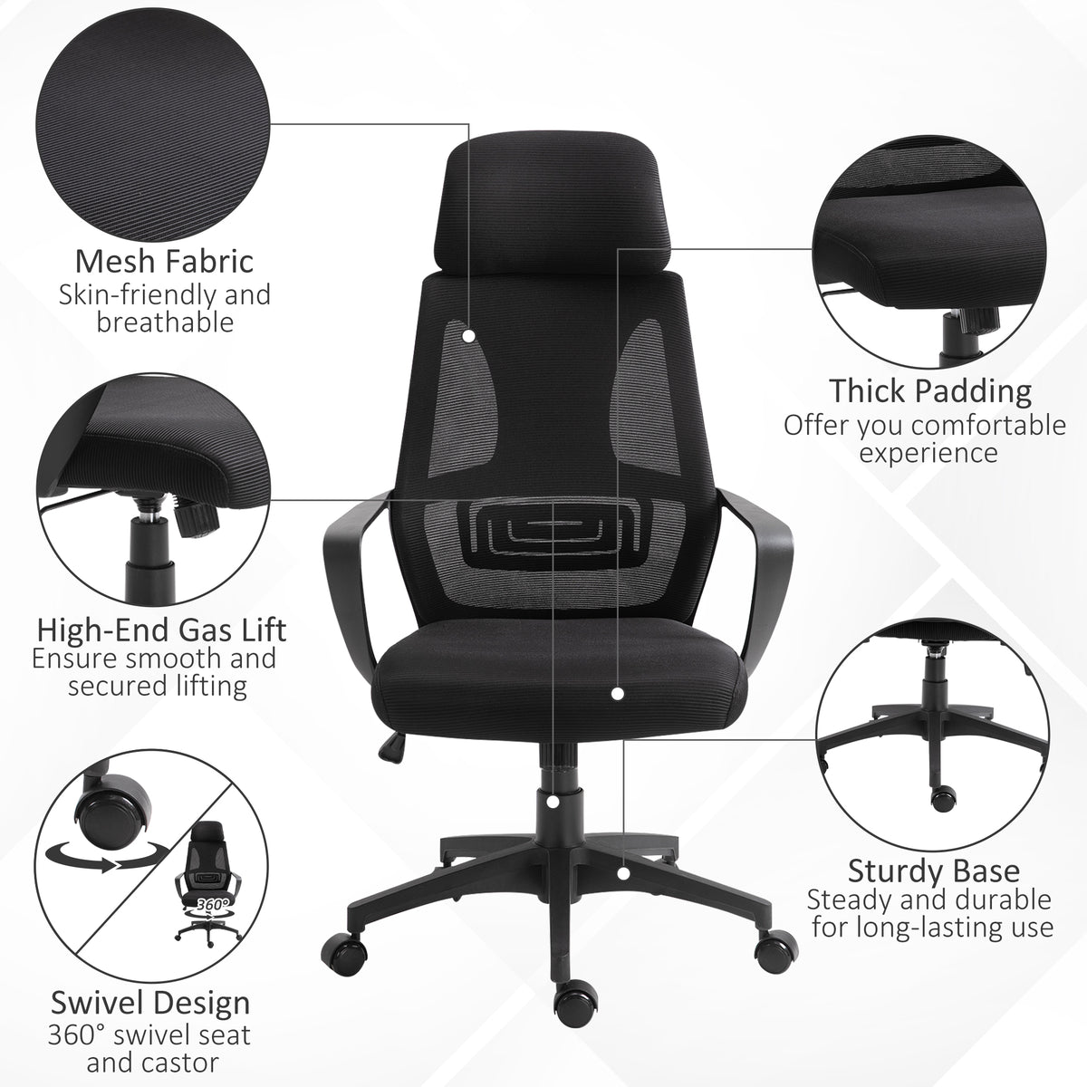 Chaise de bureau ergonomique appui-tête ajustable