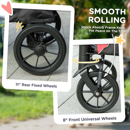 Poussette pliable pour grands chiens avec roues amortissantes
