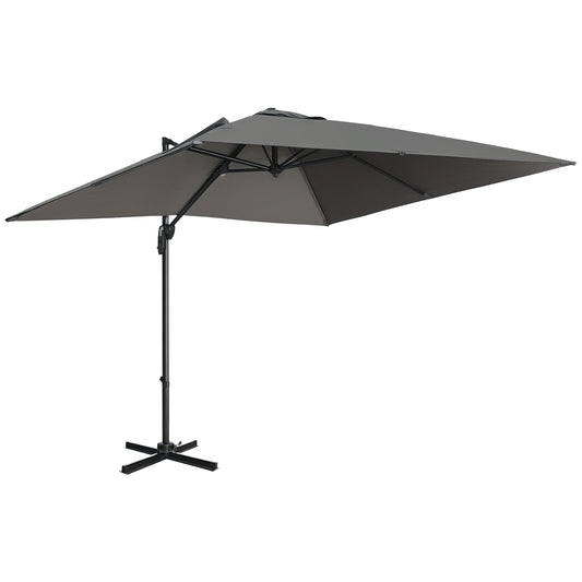 Parasol déporté carré inclinable avec manivelle et pied