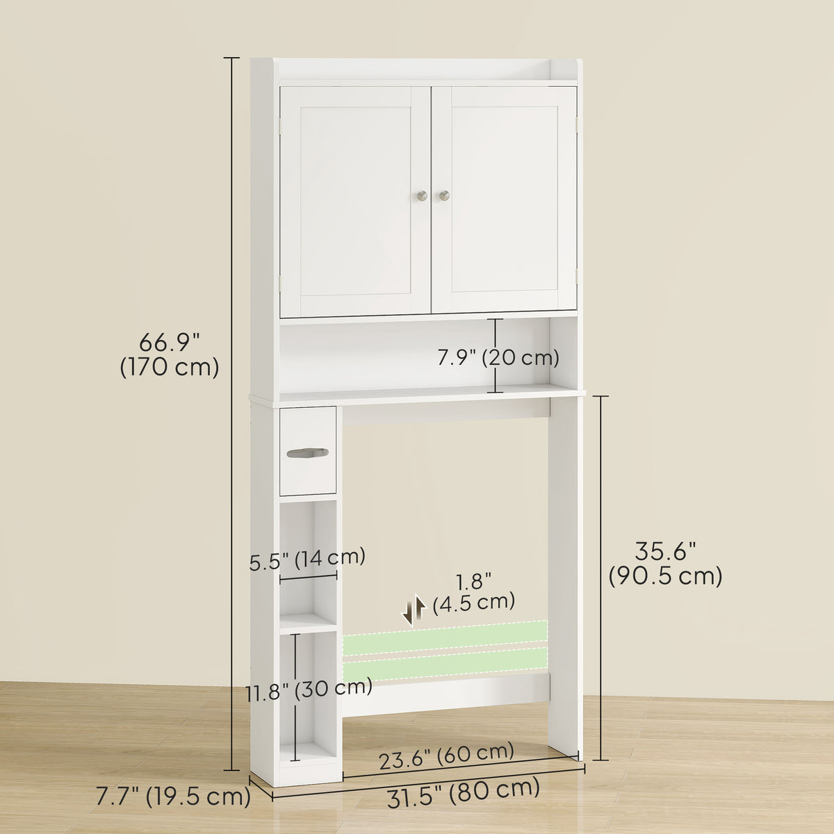 Meuble de rangement au-dessus des toilettes moderne