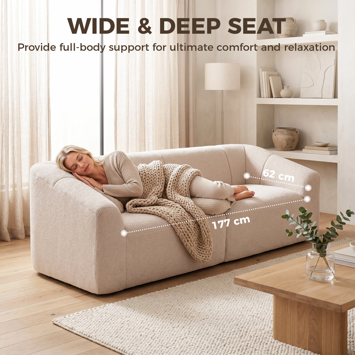 Divan 3 places en chenille nuage sans structure