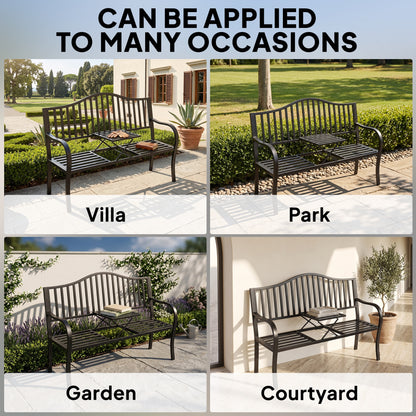 Banc de patio avec table rétractable — noir