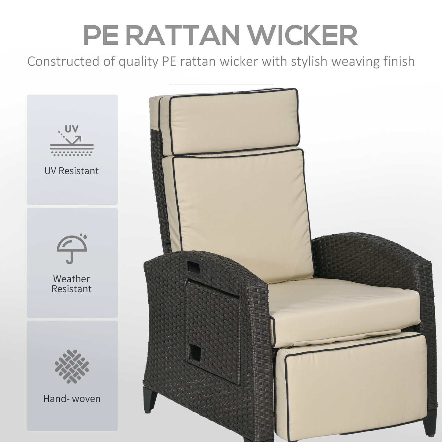 Chaise longue inclinable rotin avec dossier ajustable