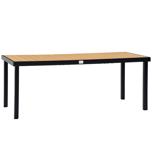 Table de jardin rectangulaire 8 personnes, plateau effet bois