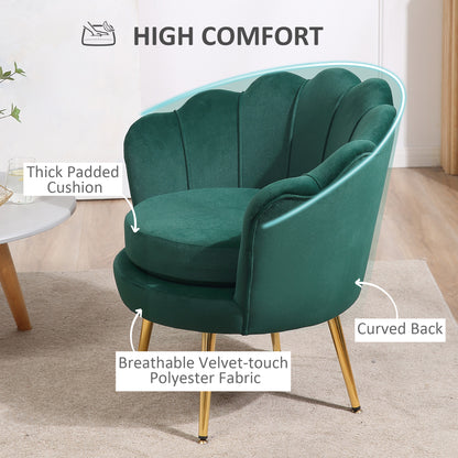 Fauteuil d'appoint en velours pattes métalliques
