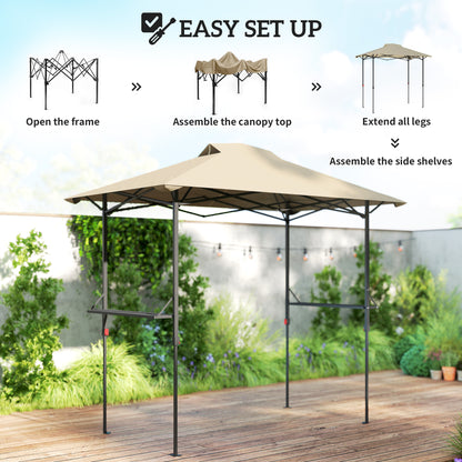 Gazebo de barbecue escamotable UPF 50+ avec 2 tablettes