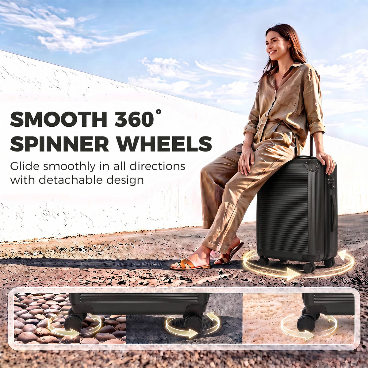 Valise extensible 24 po coque rigide avec roues pivotantes