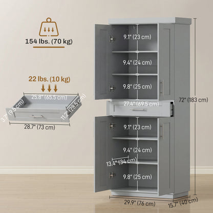Garde-manger cuisine 4 portes tiroir étagères ajustables