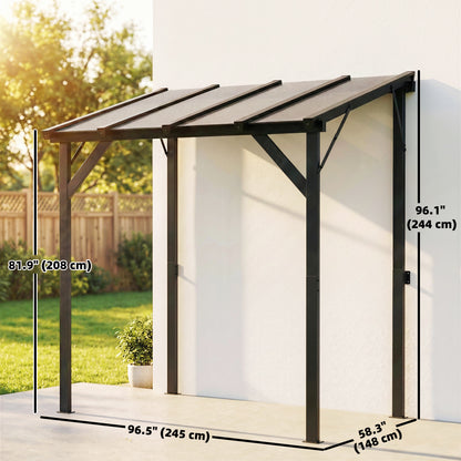 Gazebo BBQ Adossé Toit Rigide Polycarbonate