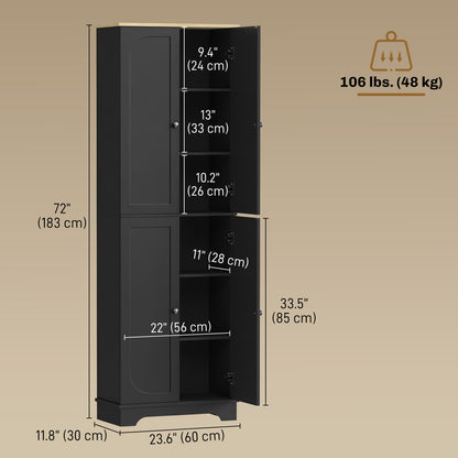 Armoire-garde-manger haute 4 portes avec tablettes ajustables