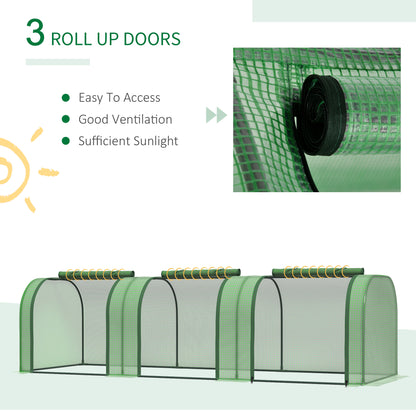 Serre tunnel portable 396 x 91 x 76 cm avec 4 portes