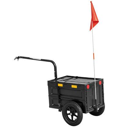 Remorque vélo cargo pliable avec couvercle et drapeau