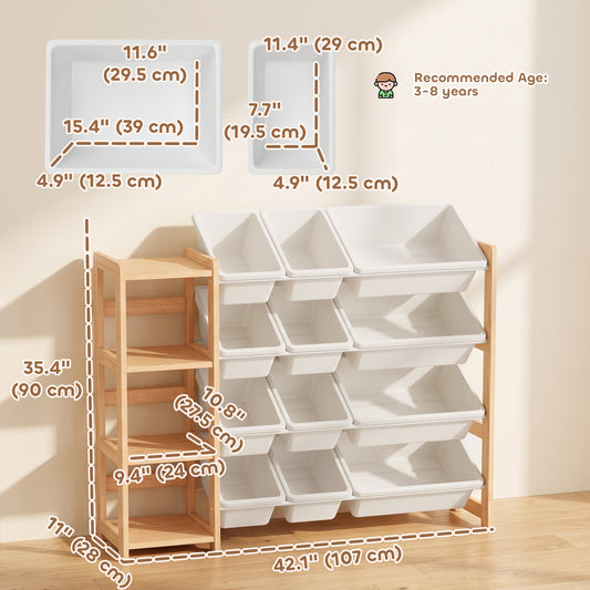 Organisateur de jouets Montessori avec 12 bacs et 3 étagères
