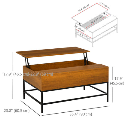 Table basse plateau relevable avec rangement caché