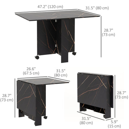 Table à manger pliante à abattants sur roulettes