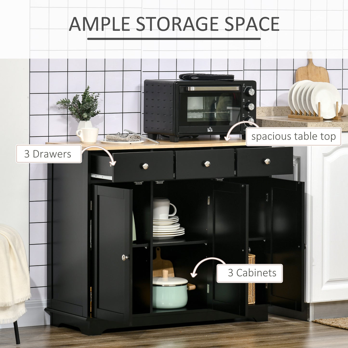 Buffet moderne avec rangement tiroirs et tablettes ajustables