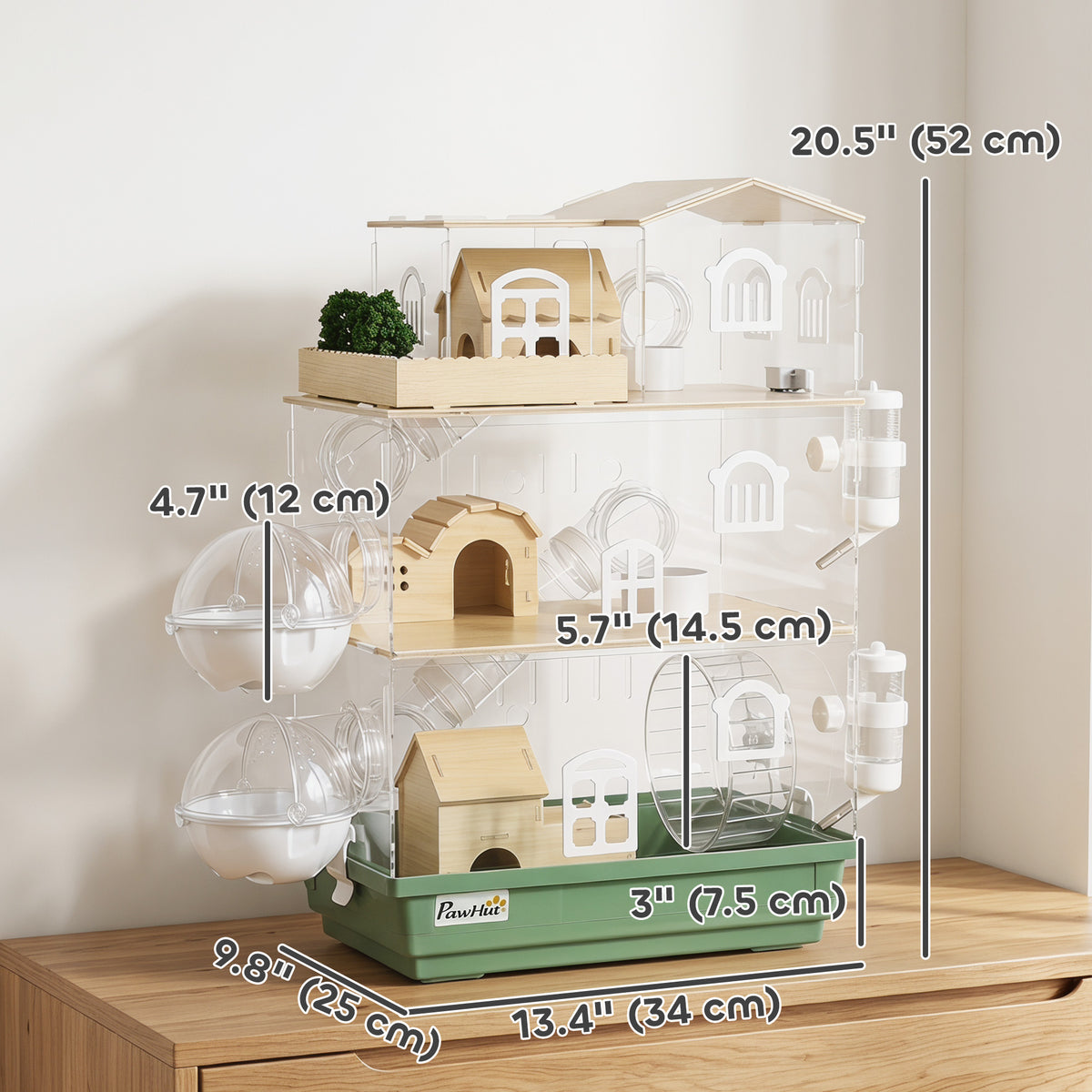 Cage pour hamster roulante à 3 niveaux
