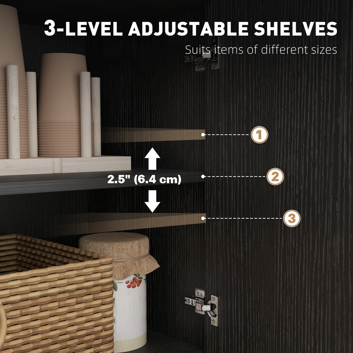 Buffet bahut moderne avec tiroirs et étagères ajustables