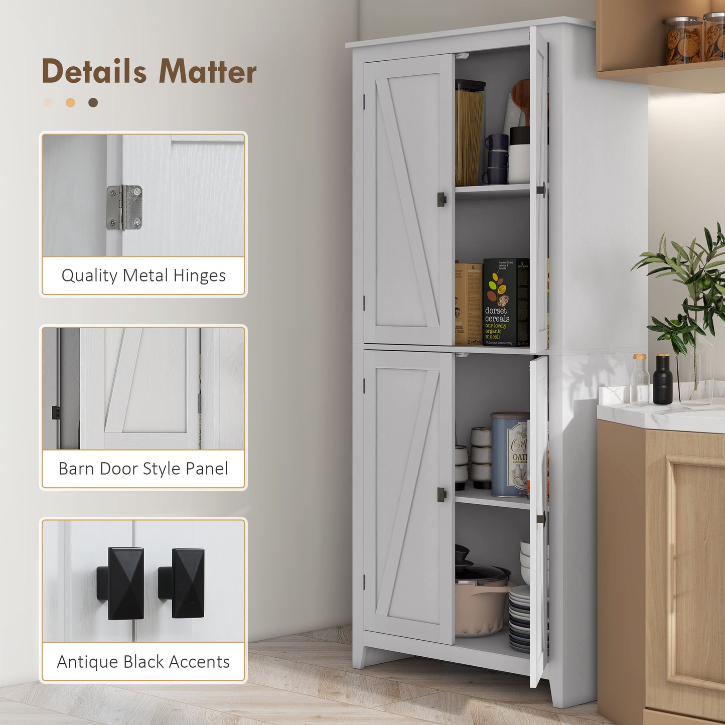 Armoire-garde-manger haute style grange 4 portes