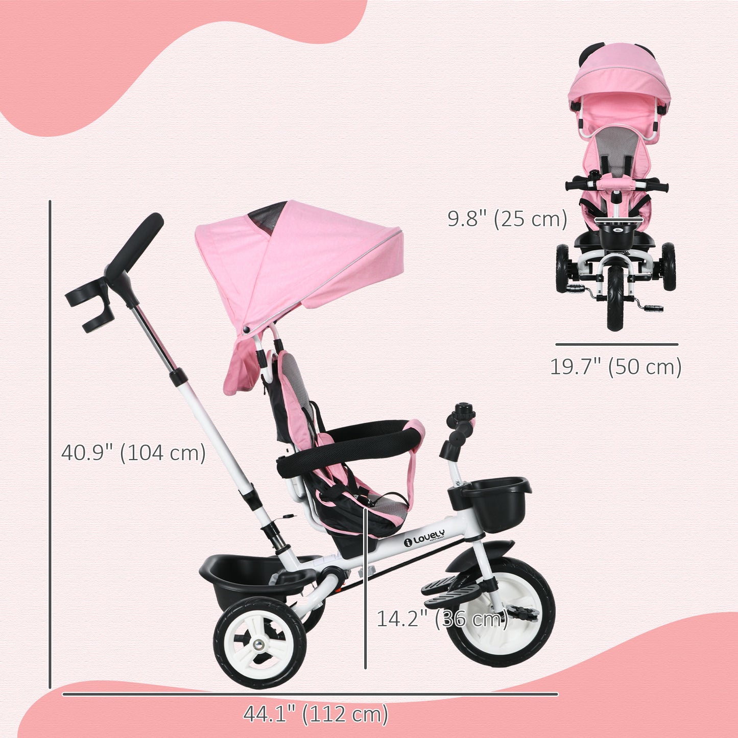 Tricycle évolutif 6-en-1 pour tout-petits avec auvent