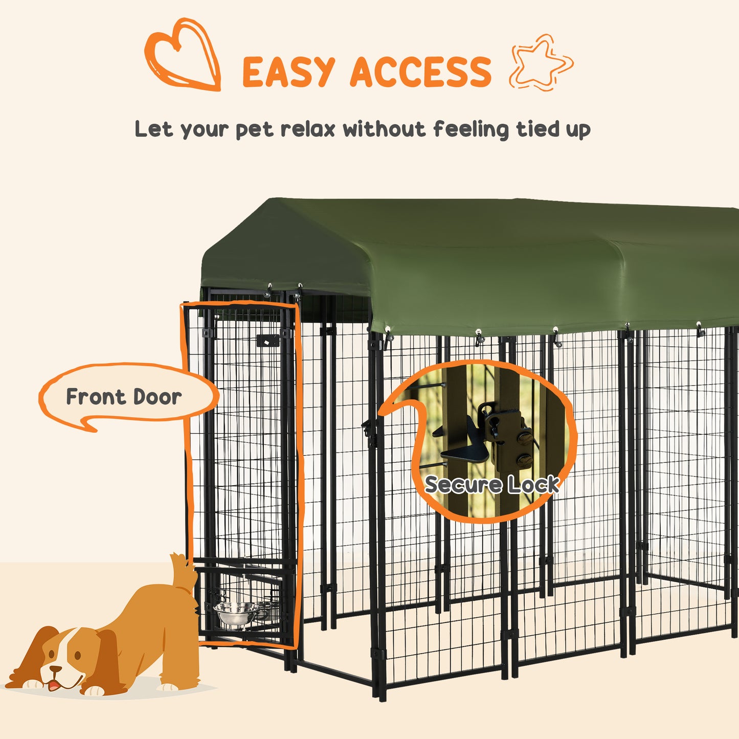Enclos pour chien extérieur verrouillable acier soudé