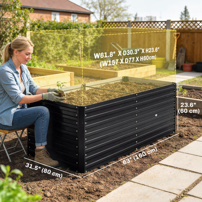 Bac jardinage surélevé galvanisé extra profond 152x91x60cm