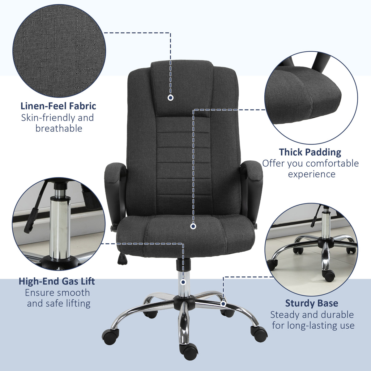 Chaise de bureau ergonomique à haut dossier