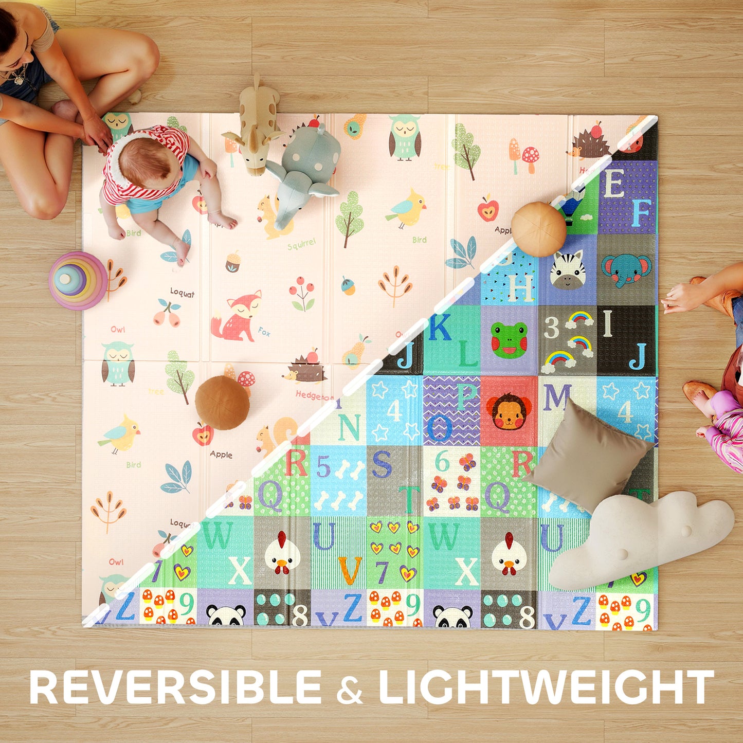 Tapis de jeu bébé double face pliable en mousse XPE