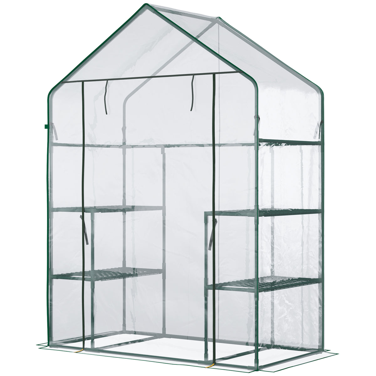 Serre de jardin walk-in 4 tablettes porte à rouleau