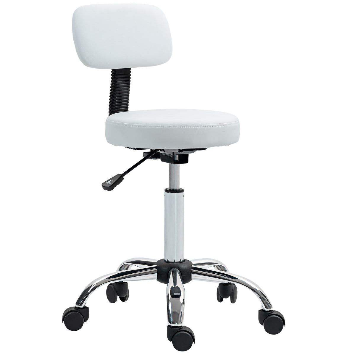 Tabouret roulant réglable avec dossier