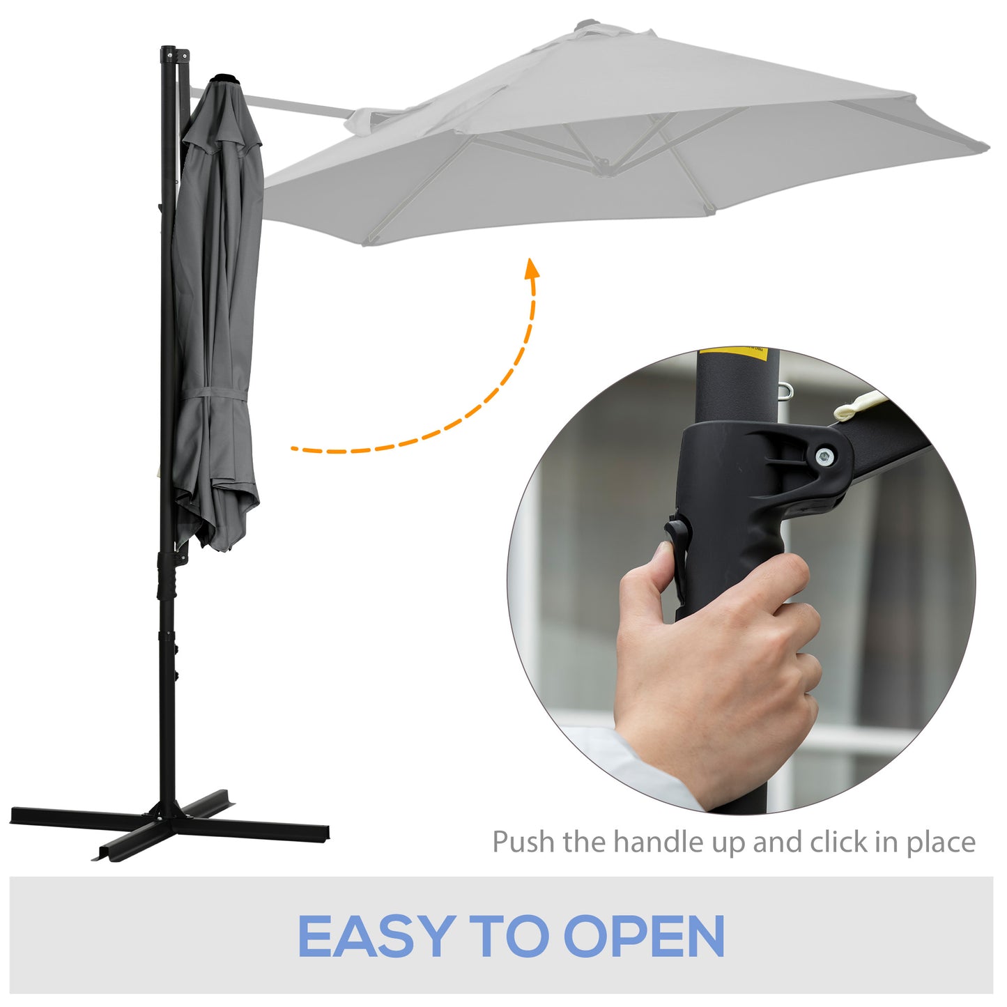 Parasol déporté cantilever 8,5 pieds avec base