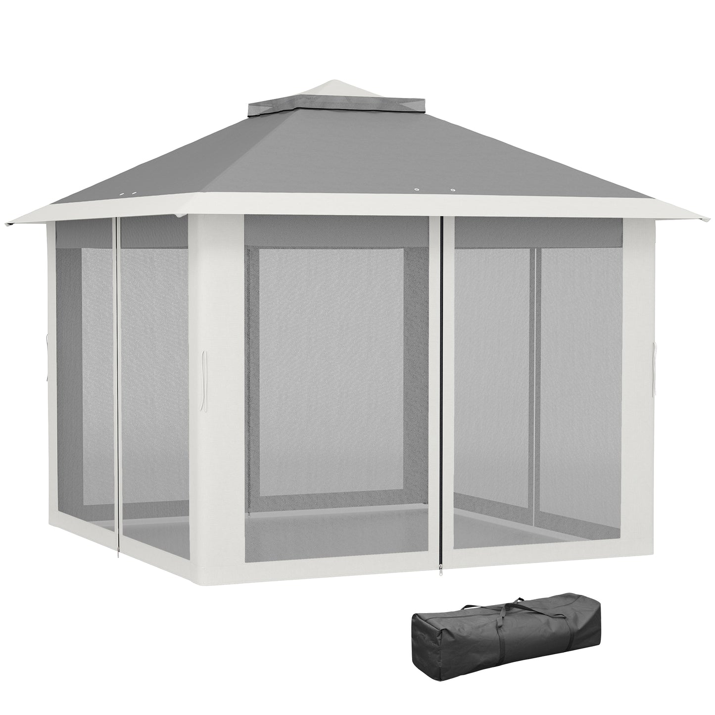 Gazebo pop-up double toit avec moustiquaire 3,35 m x 3,35 m